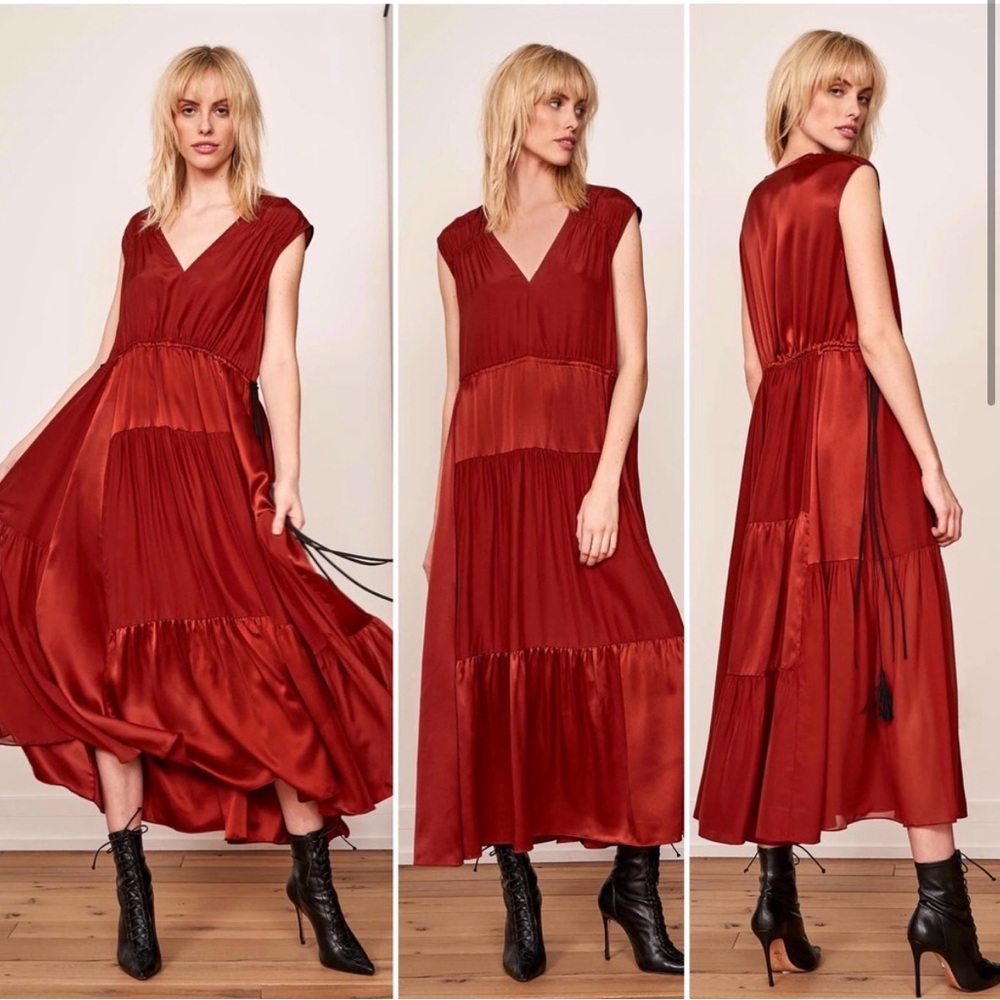 La Ligne Silk Giselle Dress in Red